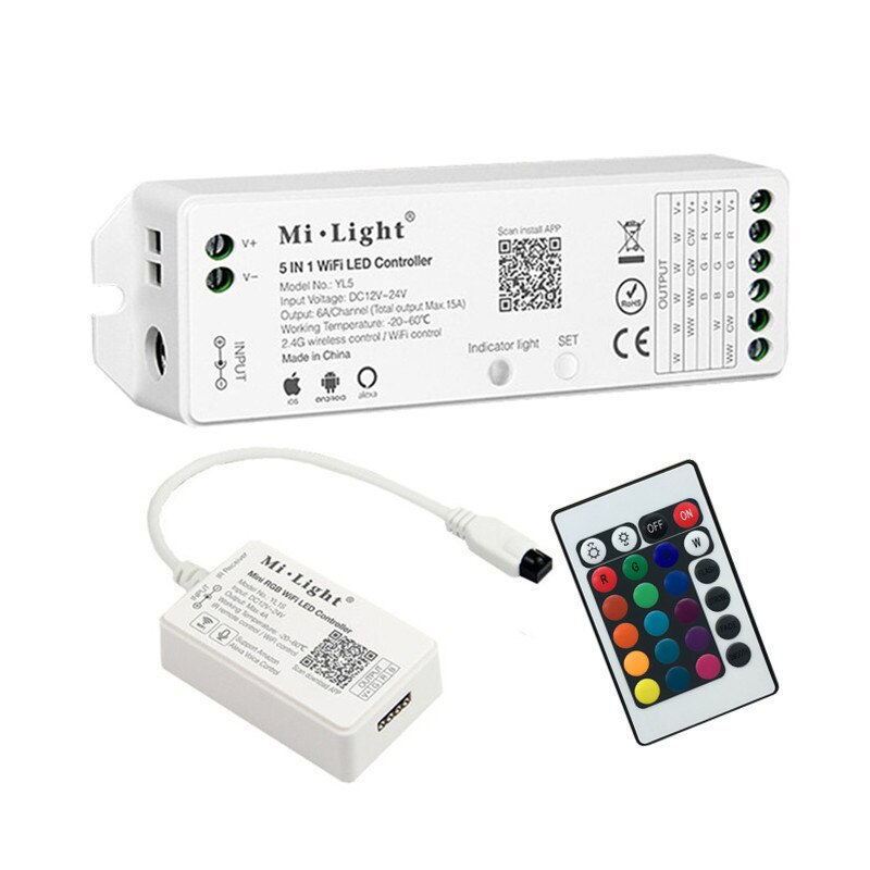 Milight 5 IN 1 WiFi LED Controller WL5 MiBoxer RGB RGBW Mini WiFi LED Streifen Controller YL1S YL2S Smart WiFi controller Für Streifen