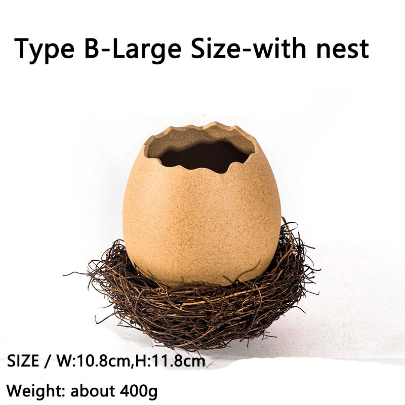 Wabi-sabi – vaisselle en céramique, coquille d&#39;œuf d&#39;oiseau, bol à soupe Dessert, assiette à crème glacée, Pot de plantes en céramique, de nouveauté, décoration de la maison: Type B-Large-Nest