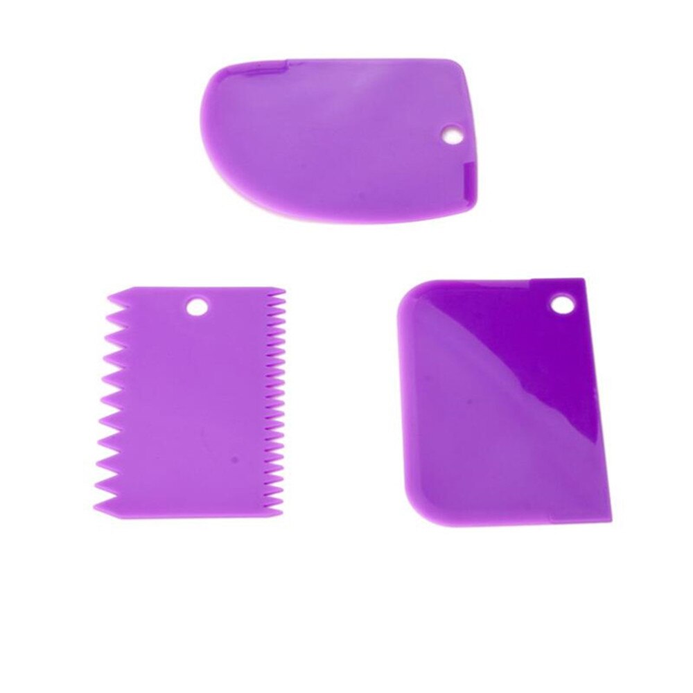 3 stuks/partij deeg taartvormpjes spatel voor taart crème schraper pasta uitstekers schraper onregelmatige tanden rand diy gladder: Violet