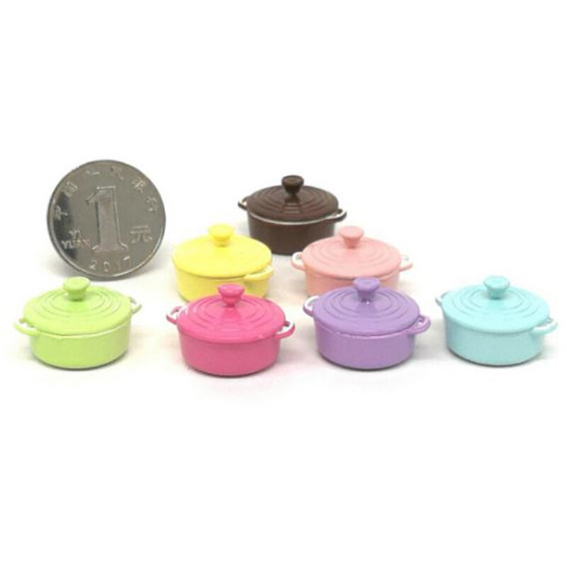 Cute Candy Color Mini 1/12 Miniature Dollhouse Soup Pot Play Kitchen Cooking Utensil for BJD Doll Food Toy Accessories