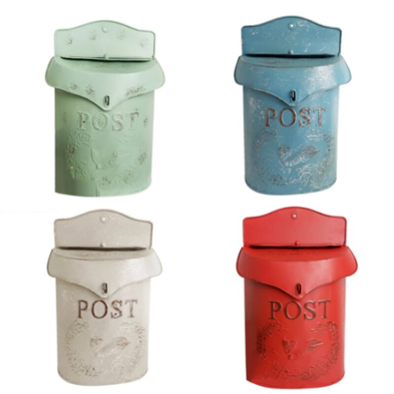 European Retro Old Sealed Opinion Newspaper Letter Box Metal Wall Hanging Lockable Mailbox Cafe Decoration NJ71401