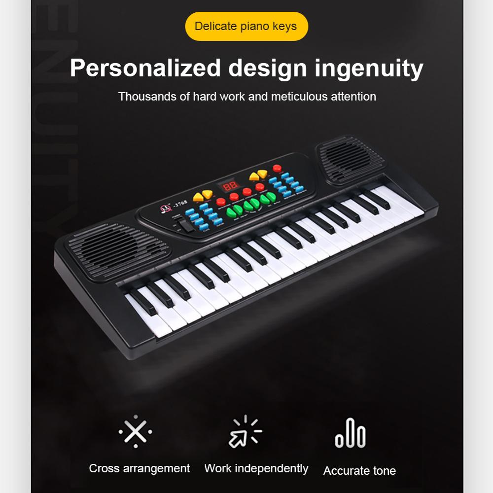 Teclado electrónico de 37 teclas, Piano LED, música, juguete portátil con micrófono, Electone educativo para niños