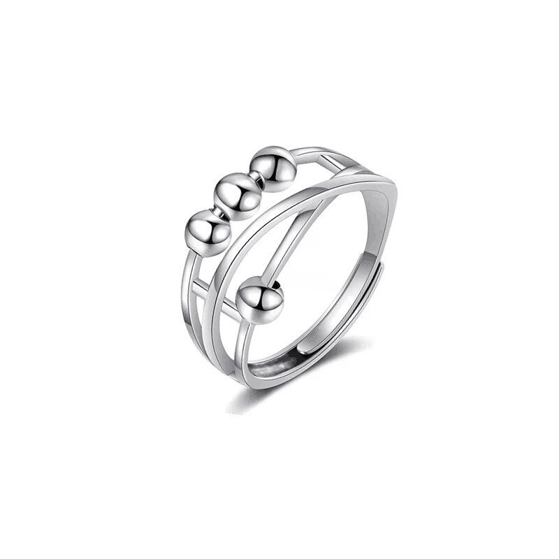 Anxiety Ring Adjustable Opening Women Men Fidget Ring With Bead Worry Stress Relief Jewelry For Female Stacking Finger Rings: RING1258-2