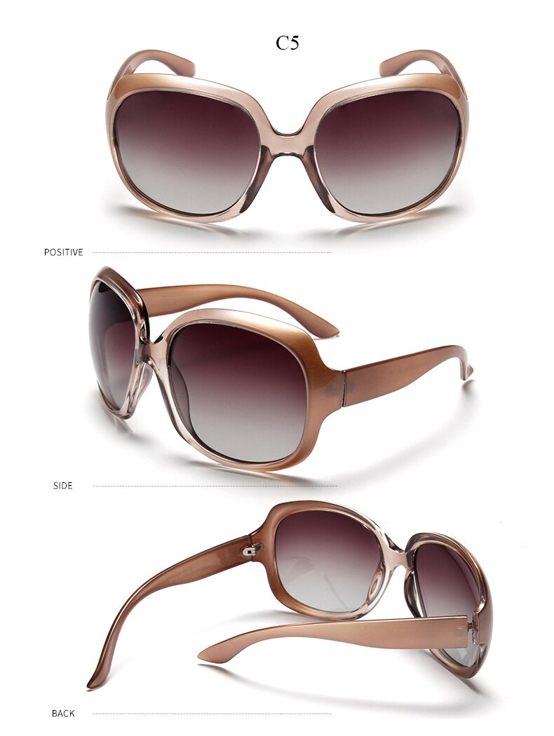 Jsooyan overdimensionerede polariserede solbriller kvinder luksusmærke designere ovale solbriller vintage sorte nuancer  uv400 zonnebril damesko: C5