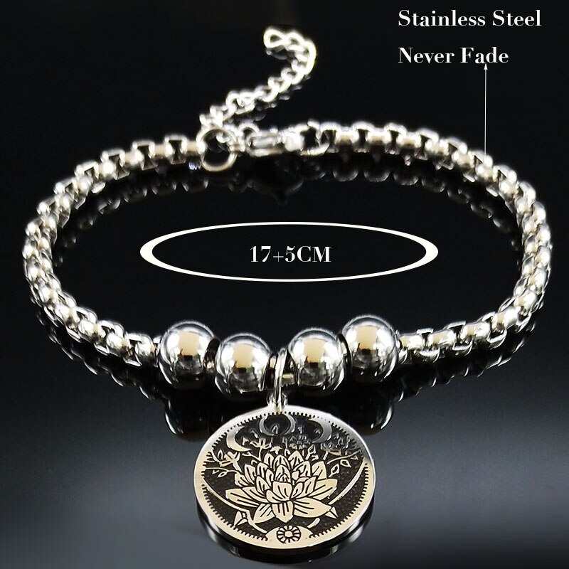 2022 Lotus Edelstahl Manschette Armbinde für Frauen Silber Farbe Armreif Armbänder Schmuck Armbinde acier B18336