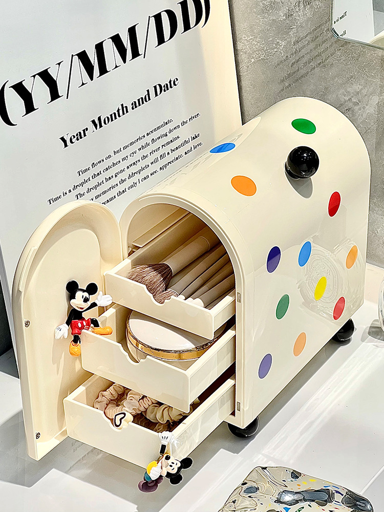 Studentenslaapzaal Desktop Polka Dot Opbergdoos Kaptafel Lippenstift Sieraden Puin Sorteerdoos Lade Cosmetische Opbergdoos