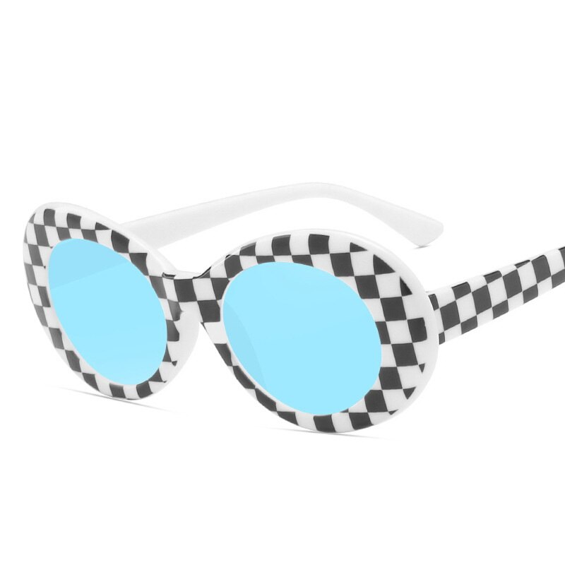 Steampunk solbriller kvinder vintage ovale solbriller cat eye shade til kvinder stilfulde briller på et smalt ansigt spejl  mm23: Hvidblå