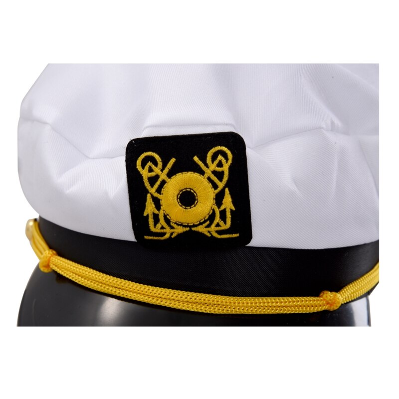 Weiß Marine Seemann Kappe Kapitän Marino Marin Uniform Baumwolle Farbe Weiß Schwarz