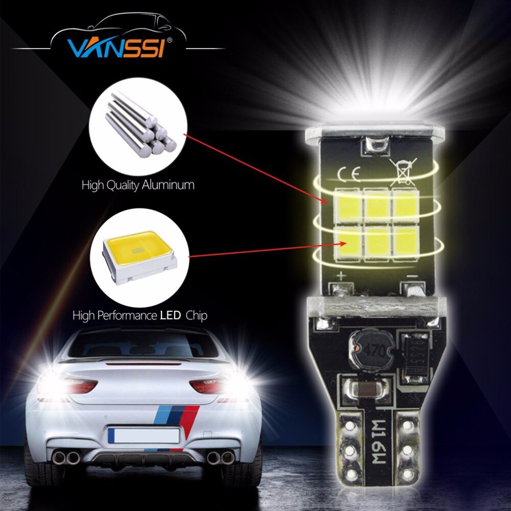 10x921 912 T15 T16 W16W WY16W bombillas LED 15SMD CANBUS bombillas de luz de señal reversa de coche sin errores Super brillante blanco ámbar