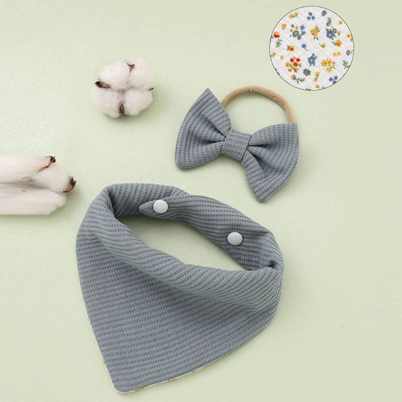 Dropshipping unico del corredo del bavaglino della fascia dei capelli di Bowknot dell'asciugamano della Saliva della fascia dell'arco delle neonate