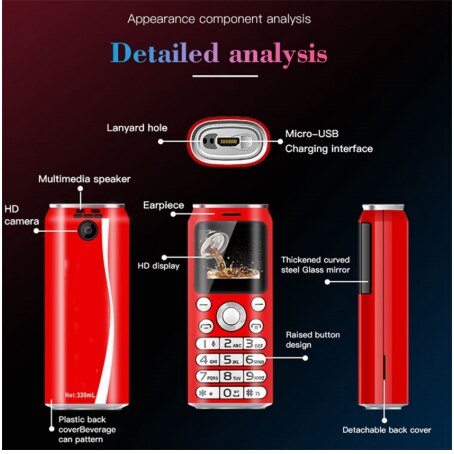 personality small mobile phone, cool trend, bluetooth student ultra-mini function, backup photo micro dual card