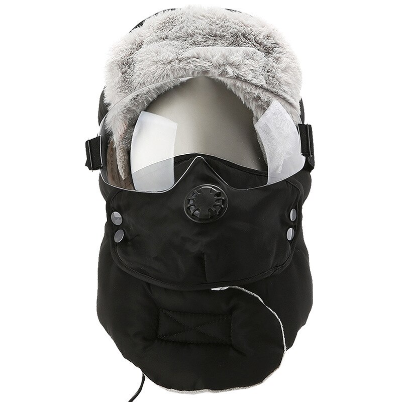 elektrische heizung kappe unisex Neue warm Deckel Winter Original Winter Hüte Wasserdichte Kapuze Hütte Mit Glas: Schwarz