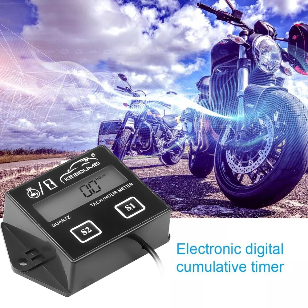 Medidor de Hora Digital, medidor de tacómetro, LCD inductivo de RPM, resistente al agua, para moto de gasolina de 2 y 4 tiempos, barcos para motos de nieve