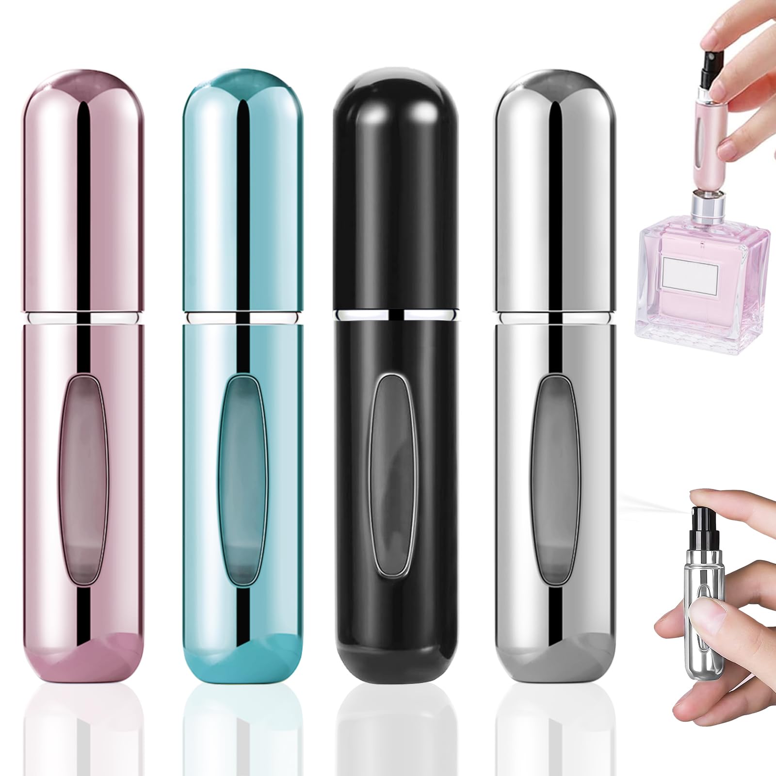 4Pcs Pocket Perfume Dispenser - Travel Perfume Bottle Refillable 5ml Spray Bottle - Perfume Travel Refillable Leak Proof: Gold