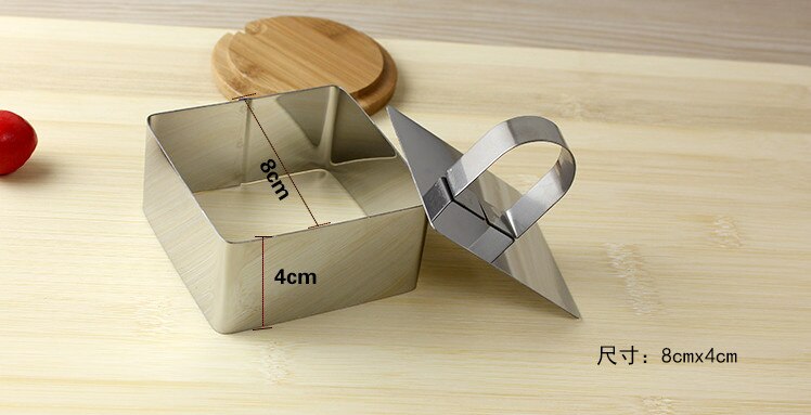 Mousse cake mold Silver Stainless Steel Tiramisu cheese Fondant Cake Decorating Tools Ring Slicer Cutter DIY Baking Cooking Tool: square