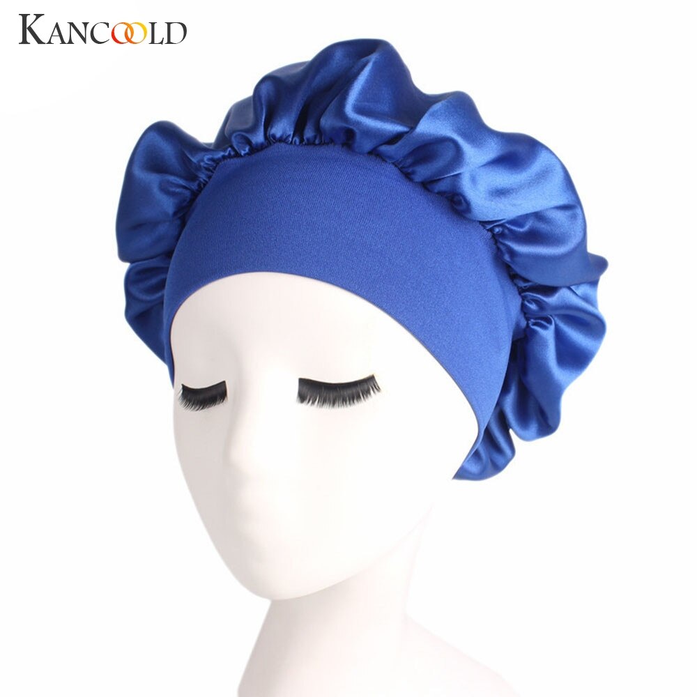 Kancoold hat kvinde satin solid bredskygget hårbånd sovehætte kemoterapi hat hår hat kvinde 2018. nov 15