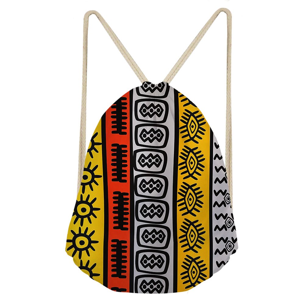 Art Style africain impression cordon sacs femmes ethnique noir Style plage épaules sac Afro dames élément chaîne sac à dos: Clair