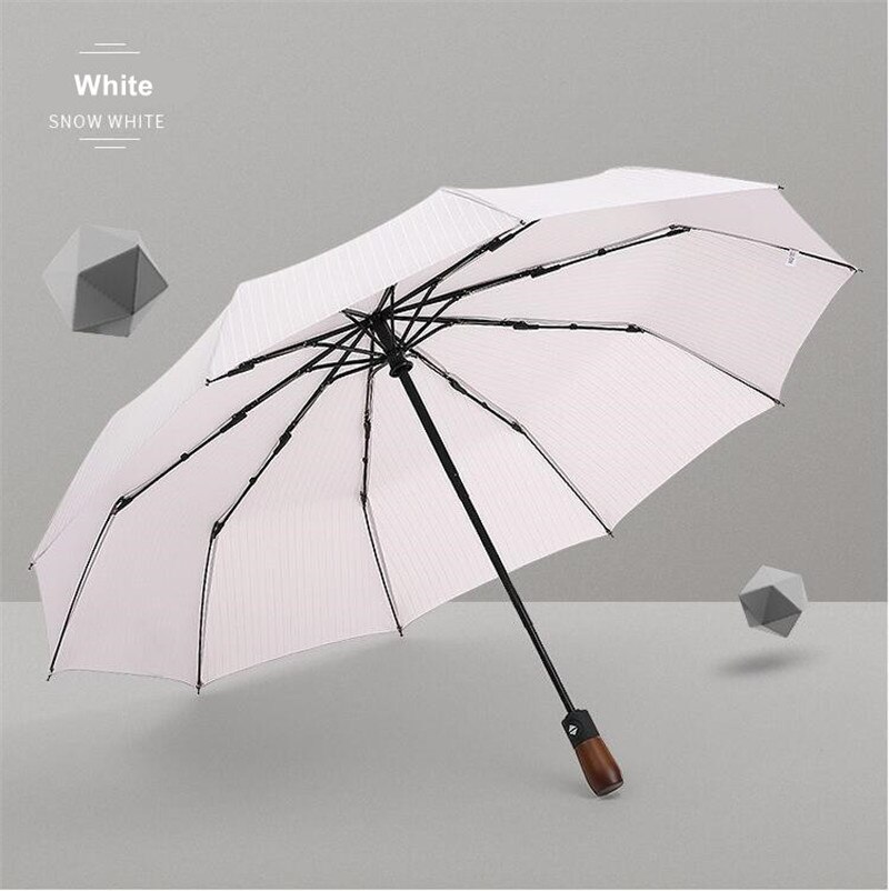 Mærke mandlig paraply 10k vindtæt træhåndtag store mænd paraplyer regn klassiske forretnings paraguas: Hvid