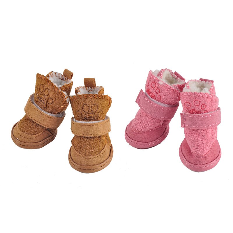 Leuke Zachte Bodem Comfortabele antislip Winter Hond Schoenen Waterdicht Voor Kleine Honden Huisdier Warm Bruin Roze hond sokken huisdier Favoriete