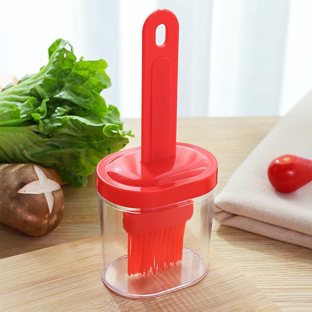 Silicone BBQ Oil Bottle Brush With Cover Integrated Grill Oil Brush For Home Kitchen Baking Tools 8 Color