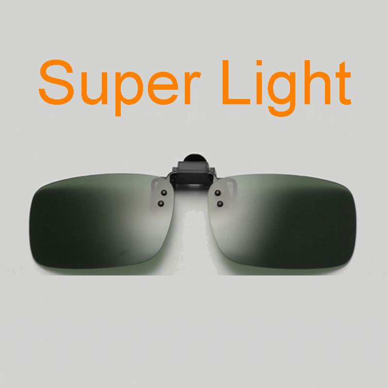 Super lys kun 6 gram pc solbriller med klip anti-uv polariseret tilføje på briller som nærsynethed: Mørkegrøn / S