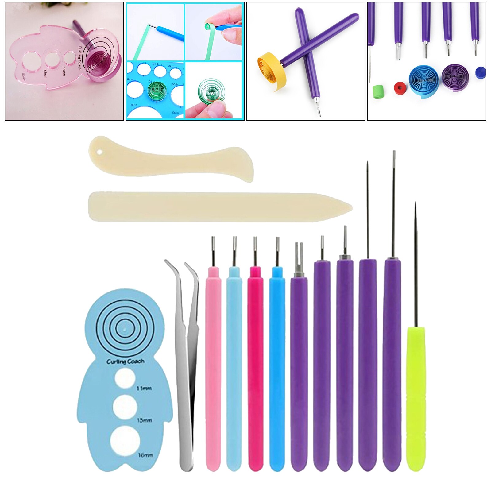 Slotted Quilling Tools Quilling Supplies Hand Craft DIY Tool for Adults 16 Pieces: 14 Pieces