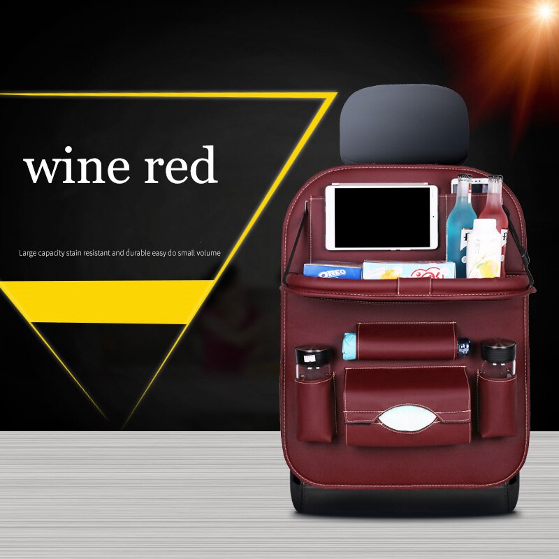 Nueva mochila para asiento de coche, organizador de mesa plegable, caja de almacenamiento para silla de bebé, caja de bolsillo, accesorios para automóviles: Wine red