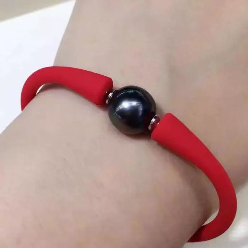 LJHMY Silicone Couple Bracelet Round Shell Pearl Beaded Bracelet for Men and Women Punk Bohemia