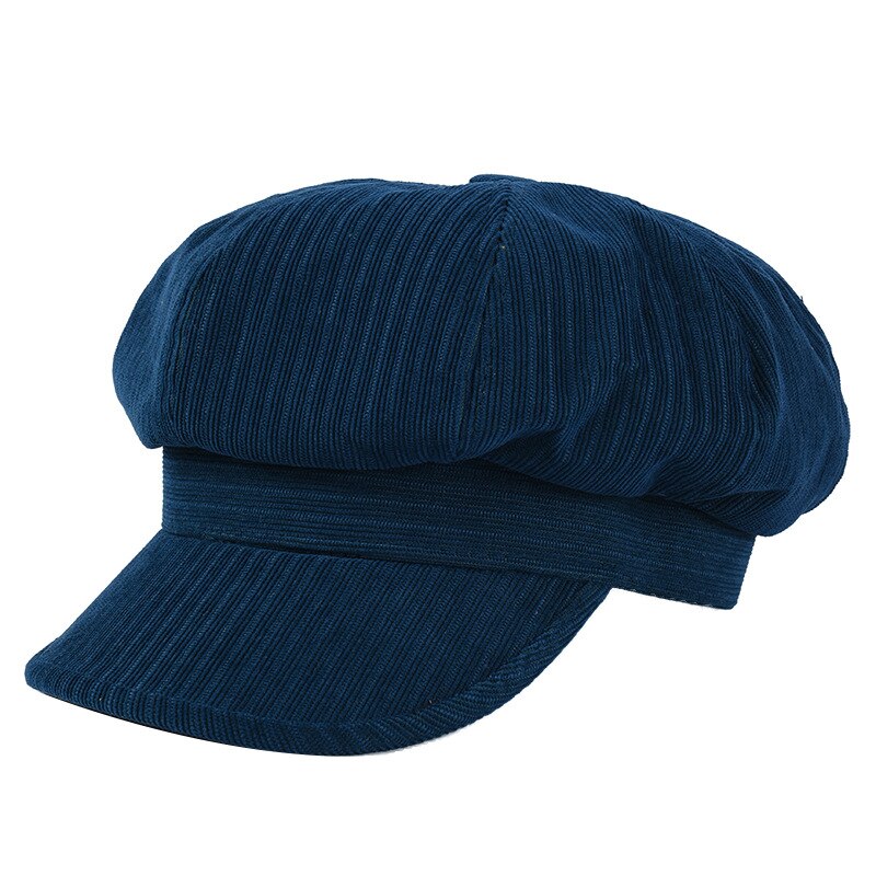 USPOP gorros de invierno gorras de pana gruesa jacquard octogonal sombreros color sólido visera vintage gorras: Azul