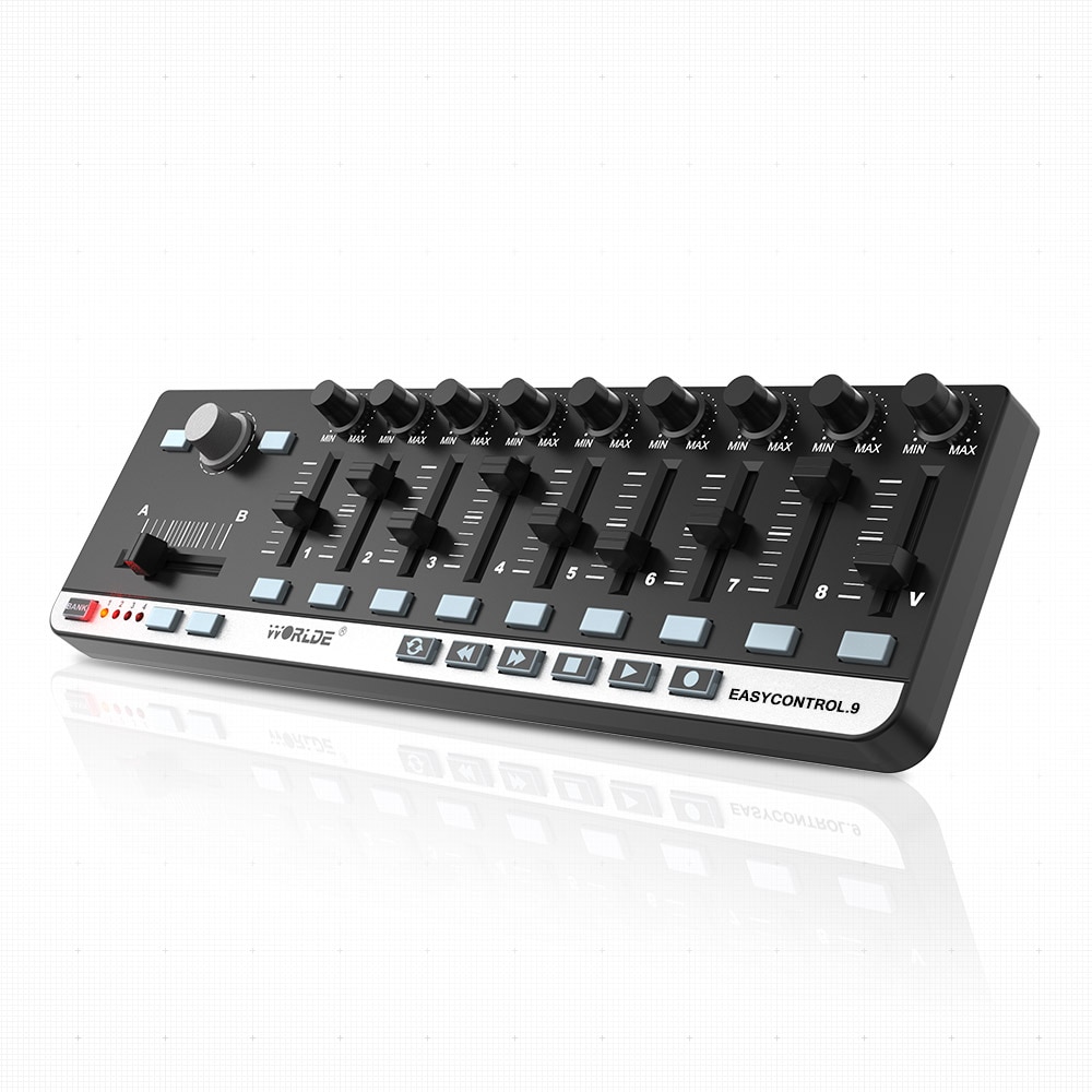 Worlde EasyControl.9 Slim-Line MIDI Controller Portable Mini USB 9 Slim-Line Control MIDI Keyboard Controller