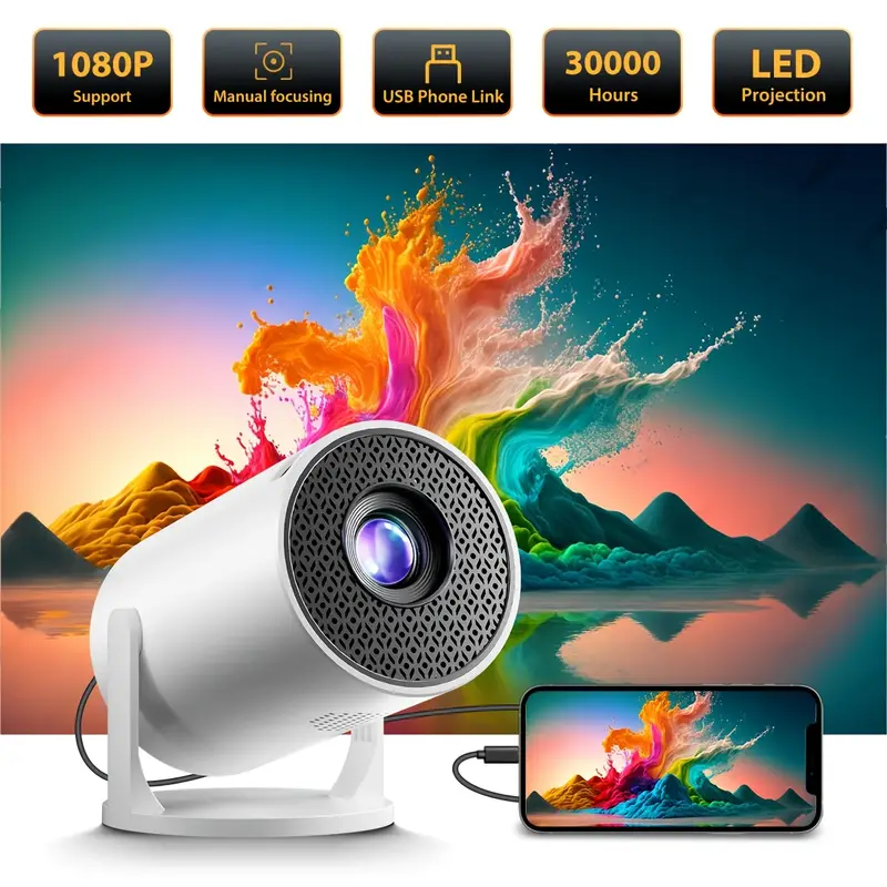 Proiettore intelligente ad alta definizione, compatto e portatile, compatibile con una varietà di dispositivi, adatto per uso home theater/ufficio