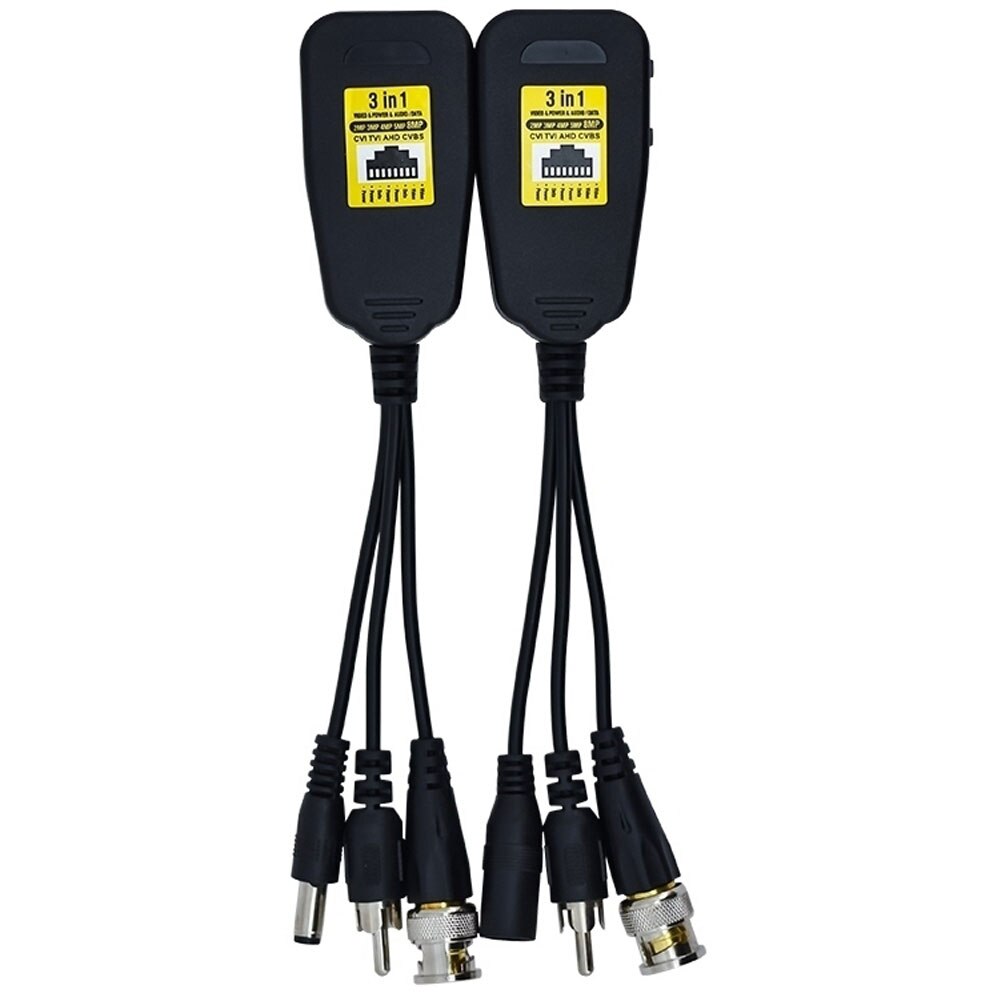 5Pair/Lot 1CH Passive Video Power Audio Balun Transceiver to RJ45 Converter For High Definition 5MP 8MP AHD/CVI/TVI Cameras