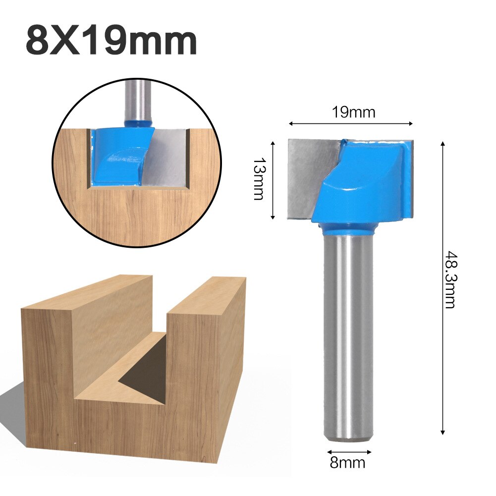 8mm Shank Surface Planing Bottom Cleaning Wood Milling CNC Cutter Engraving Knife Router Bit Woodworking Tools 10-32mm for wood: 8X19mm