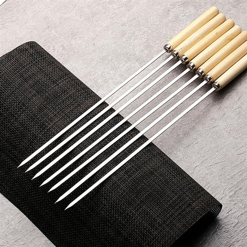 20 kpl ympäristöystävällinen grillivarras puinen kahva ruostumaton teräs kabob varras grillitikku grillivälineet ulkomatkoille