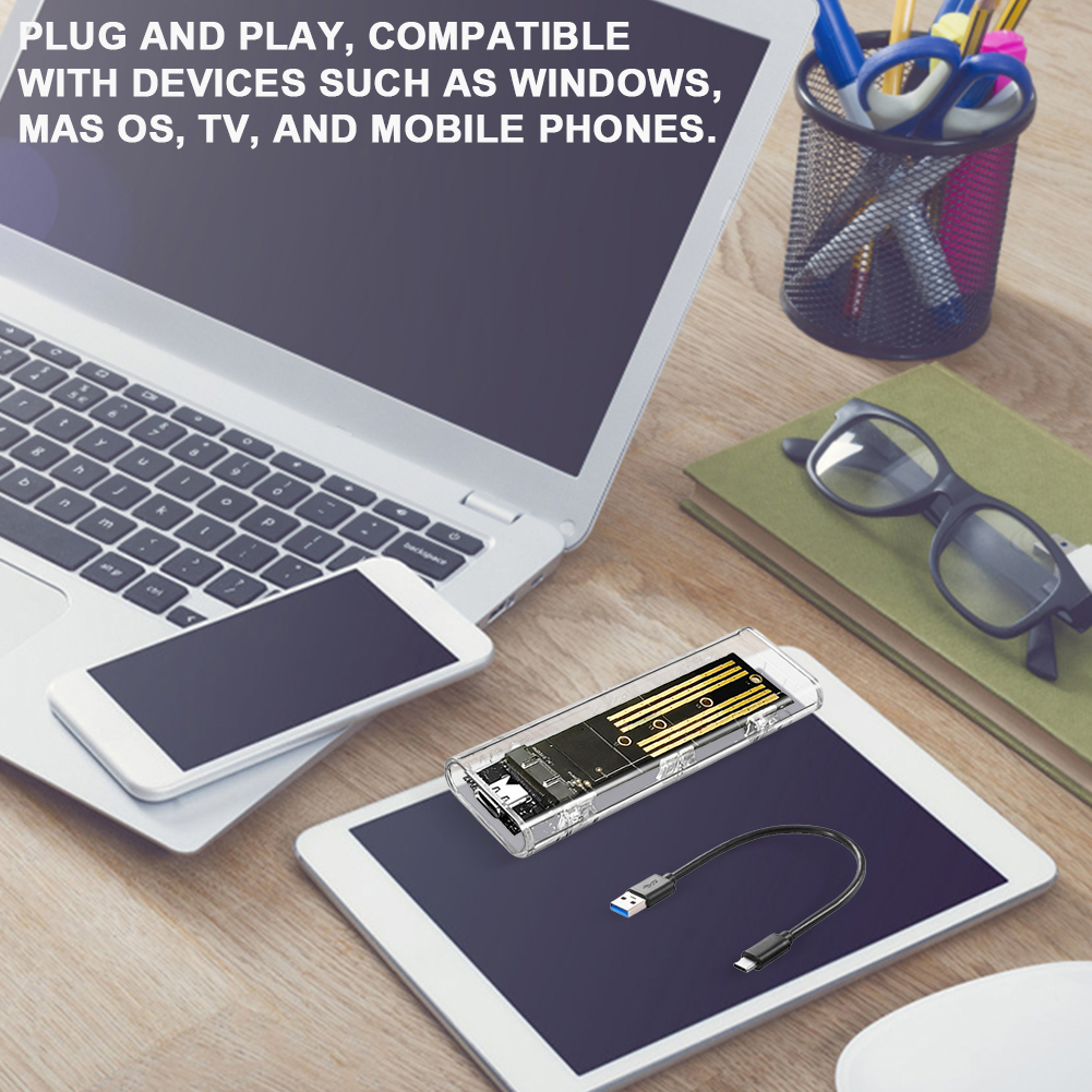 M.2 ngff sata festplatten box typ c usb 3,1 transparentes externes ssd gehäuse 10gbps festplatten gehäuse adapter für