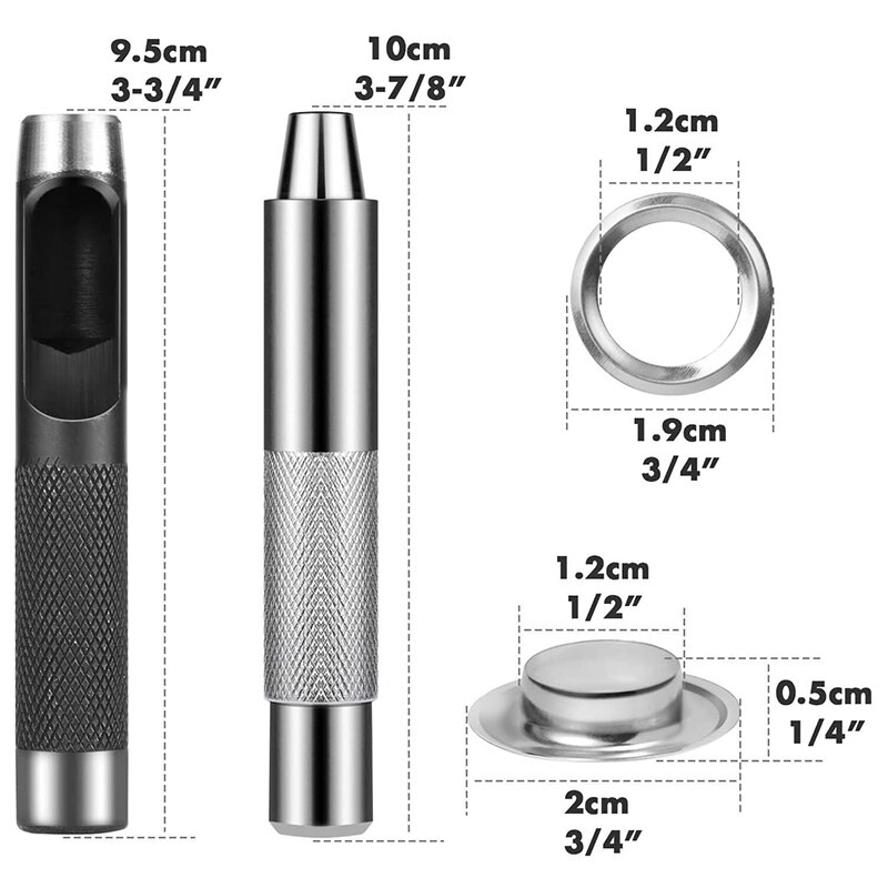 120 Sets 1/2 Inch Grommet Eyelets Kit Include Grommets Eyelets and Grommet Setting Tool with Storage Box