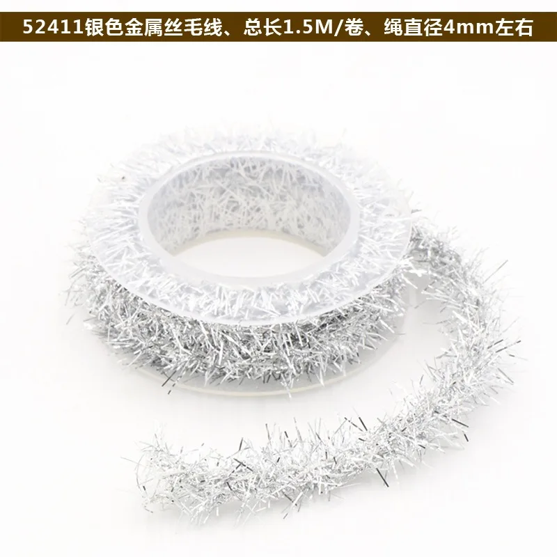 Adornos navideños de oropel de papel de aluminio de 1,5 m para boda ‌ Decoraciones de puerta de árbol de Navidad para de Navidad: Plata