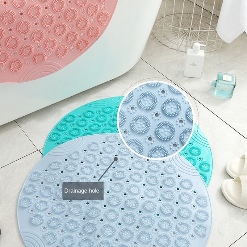 Tapis de bain rond antidérapant en PVC, en Silicone, pour douche, brosse pour les pieds, pointe de peau morte, perles, accessoires de bain