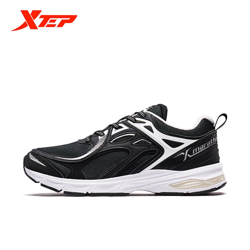 Xtep Running Shoes Autumn Ladies Running Shoes Shock Absorption Running Shoes 880318116005: black white / 37