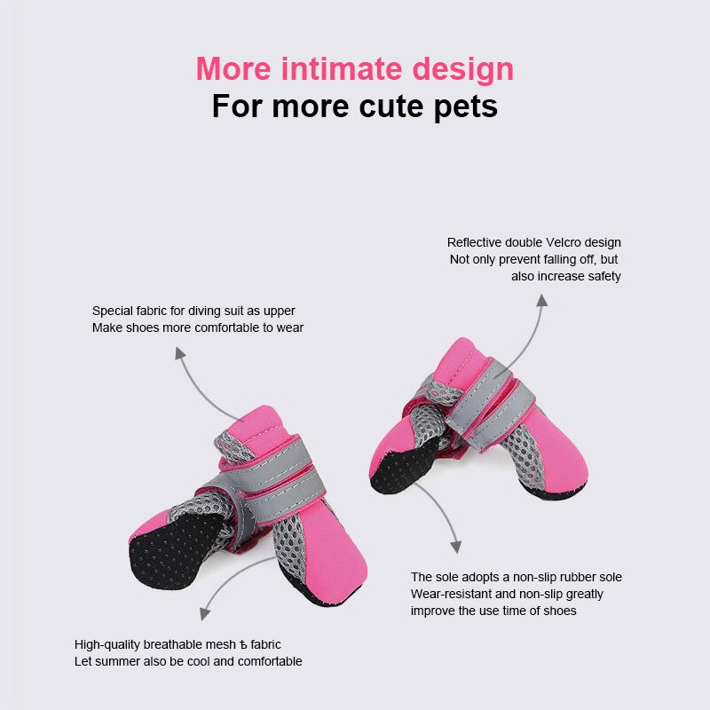 4Pcs/Set Booties Pet Dog Shoes Anti Slip Rain Boots Small Dogs Cotton Waterproof For Small Dog Clothes Pet Supplies
