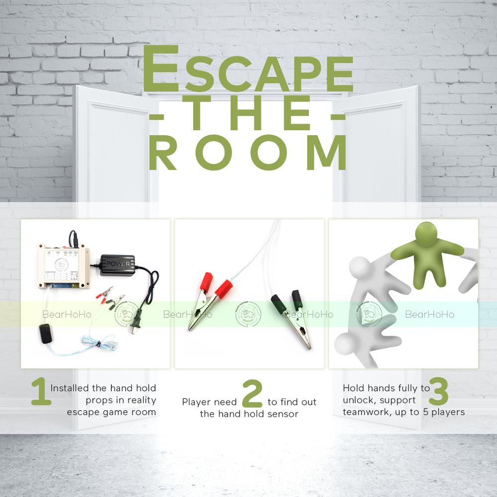 Escape Room Adventure Game Hold Hand to Unlock Prop Hand to Hand as Body Bridge to Trigger EM Lock Chamber Tools Real Life Props
