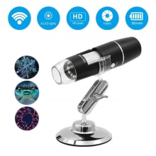 2MP 1000X WIFI Digital Mini Pocket Microscope Camera 8 LED Magnification Endoscope with Metal Stand Rechargeable