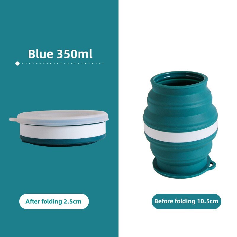 Copo dobrável de silicone portátil com cordão resistente ao calor copos dobráveis tampa dobrável caneca de viagem de armazenamento para água quente: Chocolate