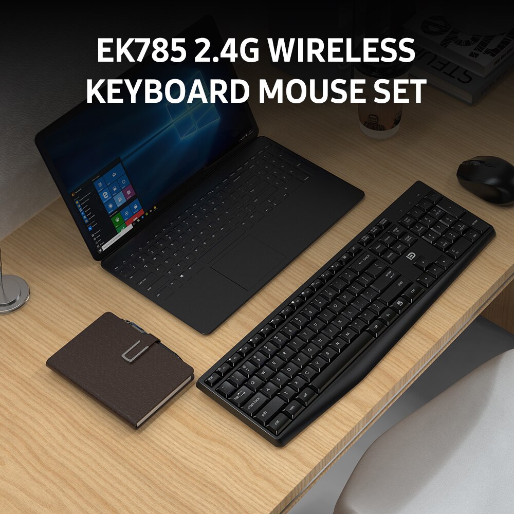 FUDE EK785 2.4G Wireless Keyboard Mouse Combo Portable Keyboard and Mouse Set Plug&amp;Play Wide Compatibility for Office Game White