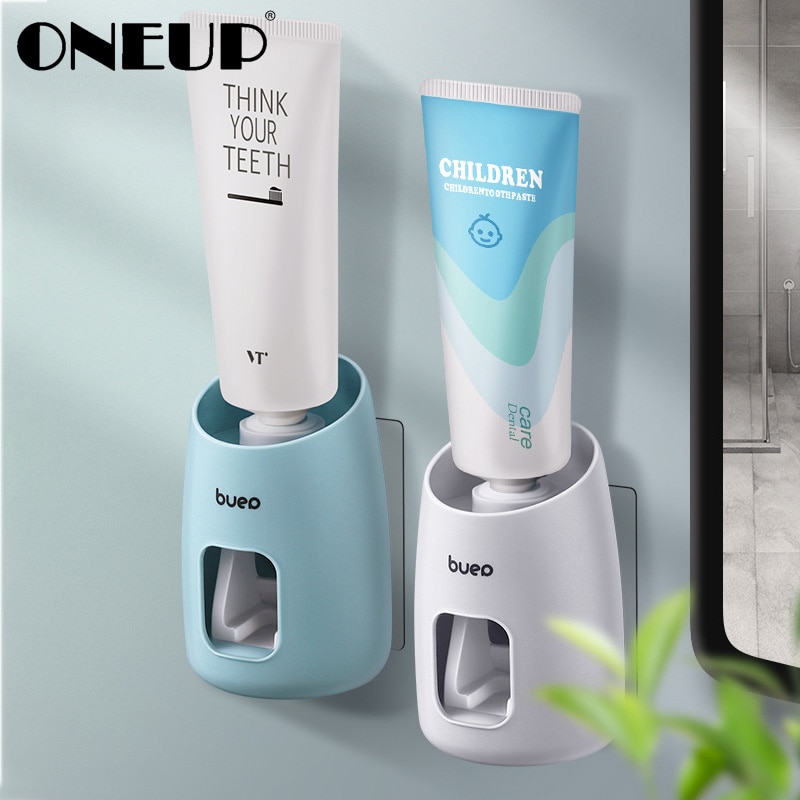 ONEUP Wandmontage Automatische Tandpasta Dispenser Plastic Draagbare Tandpasta Knijper Tandenborstelhouder Badkamer Accessoires