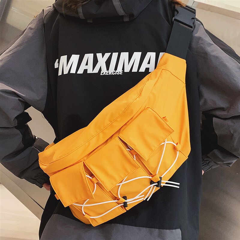 Marca original grande-capacidade saco de peito de rua personalidade trabalho feito com ferramentas saco de função casal tendência japonesa saco de desporto saco do mensageiro