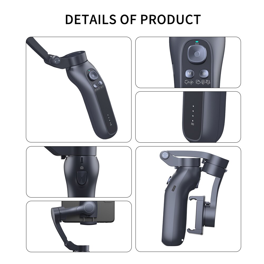 3 Axis Universele Oplaadbare Quick Release Face Tracking Reizen Stabiele Draagbare Opvouwbare Handheld Gimbal Stabilizer Anti Shake
