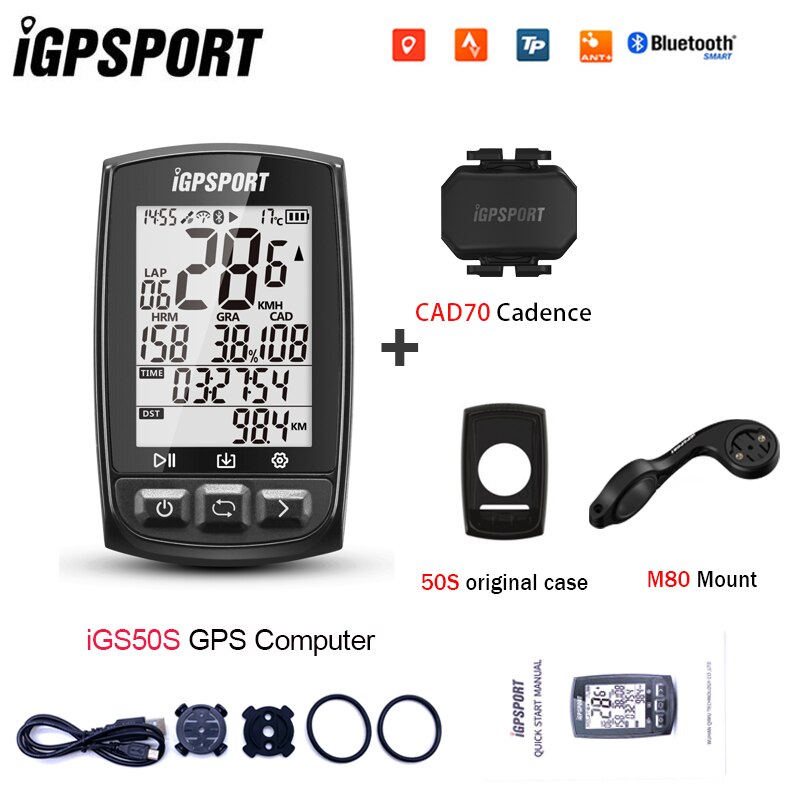 IGPSPORT IGS50S Bike Computer Stopwatch IPX7 Waterproof ANT Bluetooth 4.0 GPS Bike Digital Support