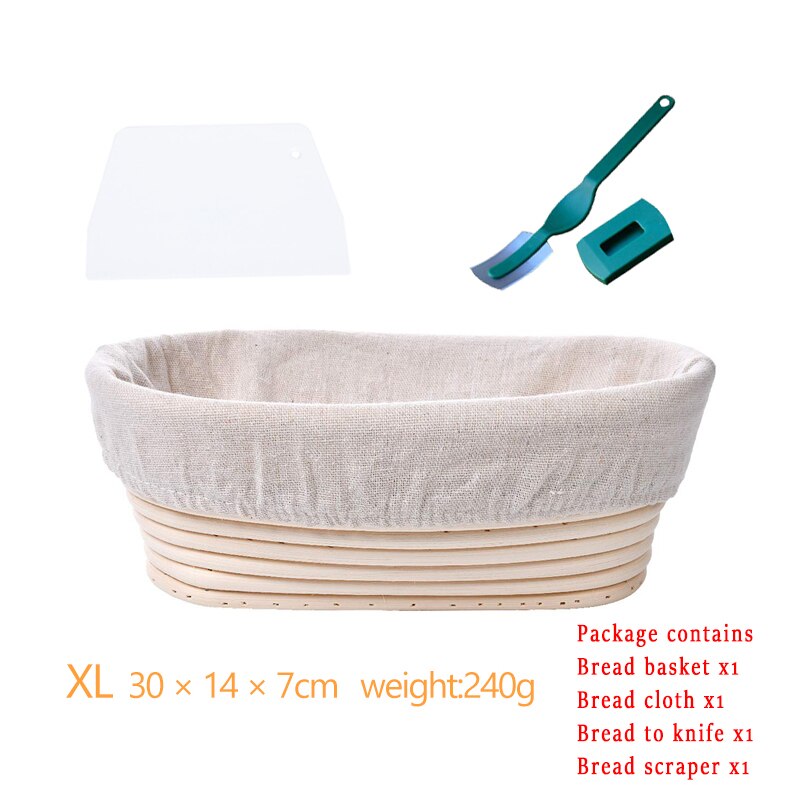 Håndlavet rattan brød banneton kurv sæt med liner brød proofing kurve rund/ovale surdej hæve kurv bageri cafe: Oval-xl
