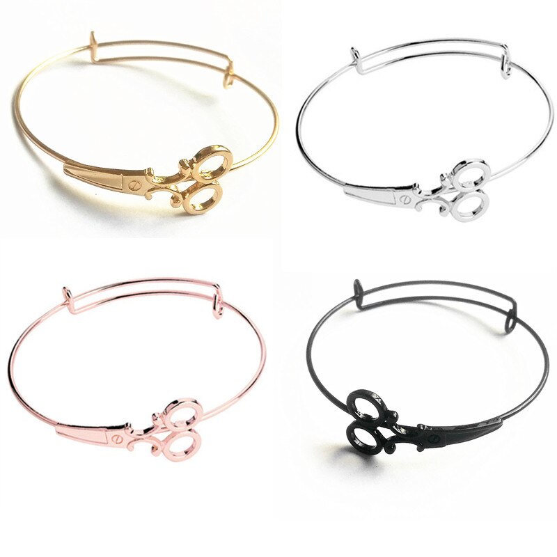 Hairdresser Bracelet Scissors Bangle Adjustable Wire Bracelet for Hairdresser